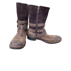 UGG Waterproof mens brown suede Shearling lined mid calf boots sz 10 SKU 9656
